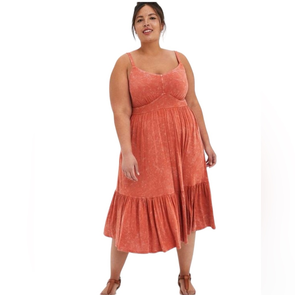NWT Torrid Super Soft Knits Tiered Midi Adjustable Straps Dress  Size 1X (14-16)